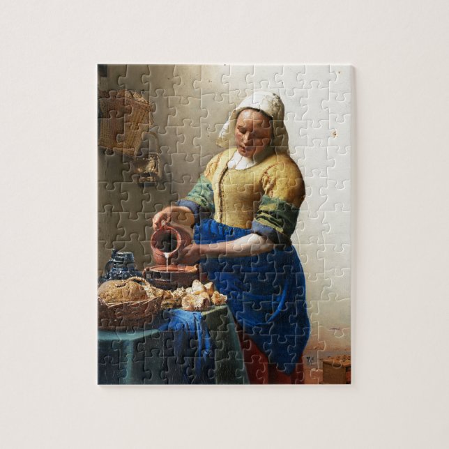 Quebra-cabeça The Milkmaid, Custom gifts. Painting by Vermeer (Vertical)