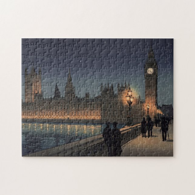 Quebra-cabeça The Palace of Westminster Japanese Woodblock Print (Horizontal)