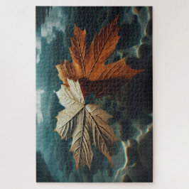 Quebra-cabeça The tranquil dance of autumn leaves in cool waters