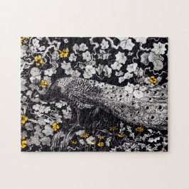 Quebra-cabeça Theo Van Hoytema Retro Peacock Clip Art Black and