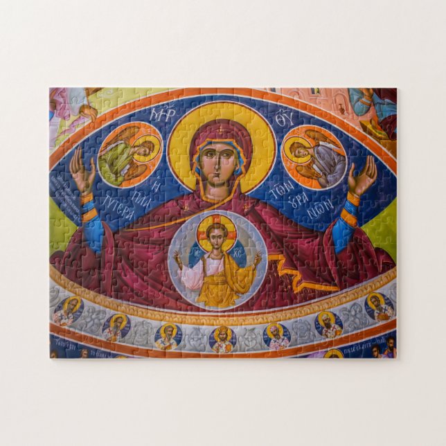 Quebra-cabeça Theotokos e Filho Cristo com Ícone de Ângulos (Horizontal)