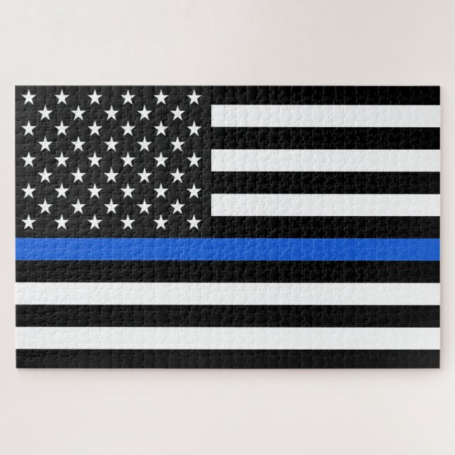 Quebra-cabeça Thin Blue Line American Flag (Horizontal)