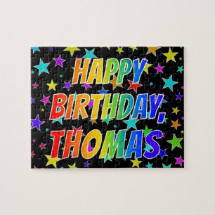 Quebra-cabeça "THOMAS" Primeiro Nome, Diversão "FELIZ ANIVERSÁ