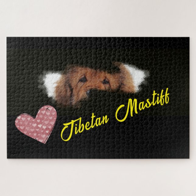Quebra-cabeça Tibetano Mastiff Olhou para a cor sólida 1000 peça (Horizontal)