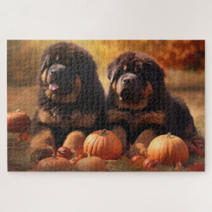 Quebra-cabeça Tibetano Mastiff Puppy Autumn Delight Pumpkin