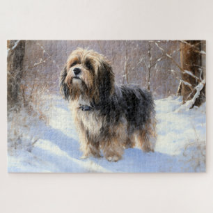 Quebra-cabeça Tibetano Terrier deixa nevar o Natal