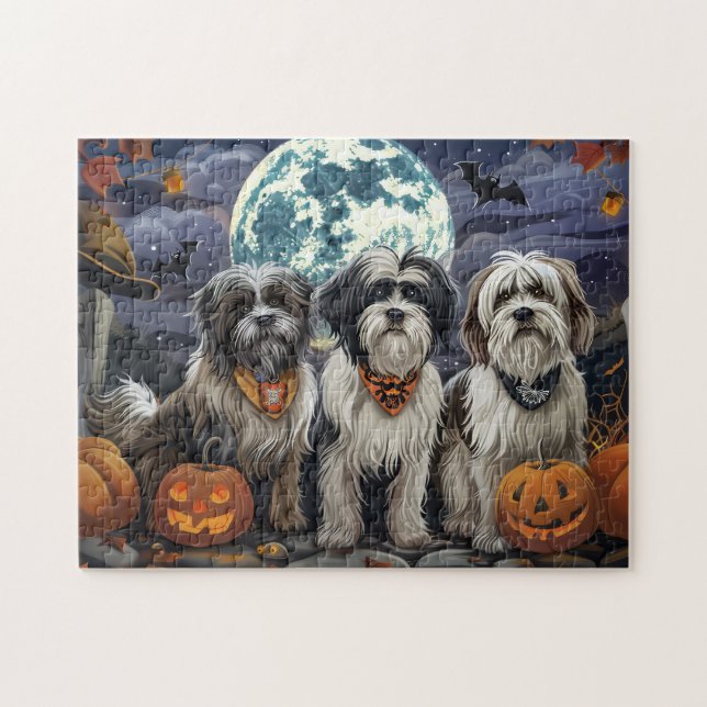 Quebra-cabeça Tibetano Terrier Halloween Spooky (Horizontal)