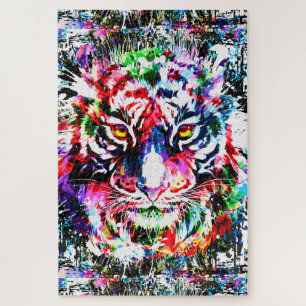 Quebra-cabeça Tiger   Desenho Colorido   Abstrato 