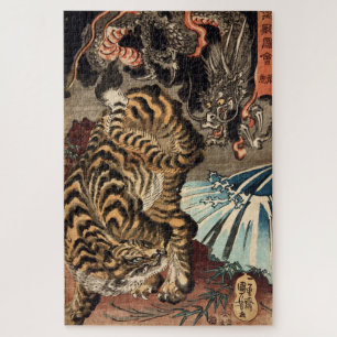 Quebra-cabeça Tiger & Dragon, Kuniyoshi, Ukiyo-e
