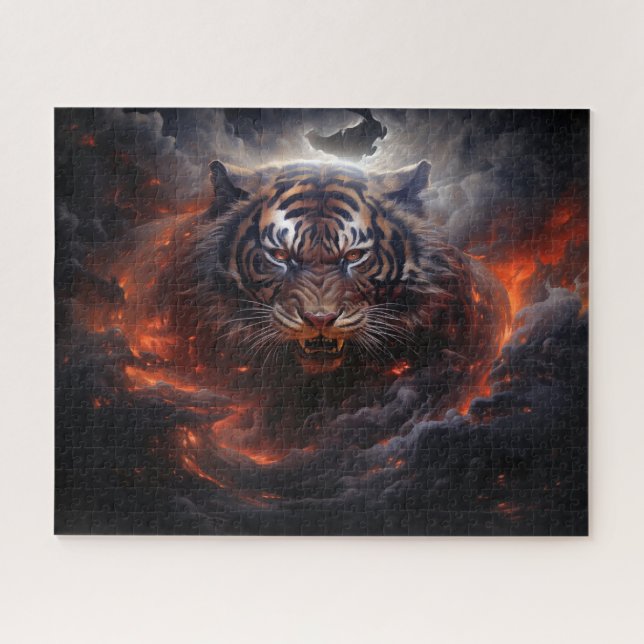 Quebra-cabeça Tiger Fire Storm Surreal Fantasy Art (Horizontal)