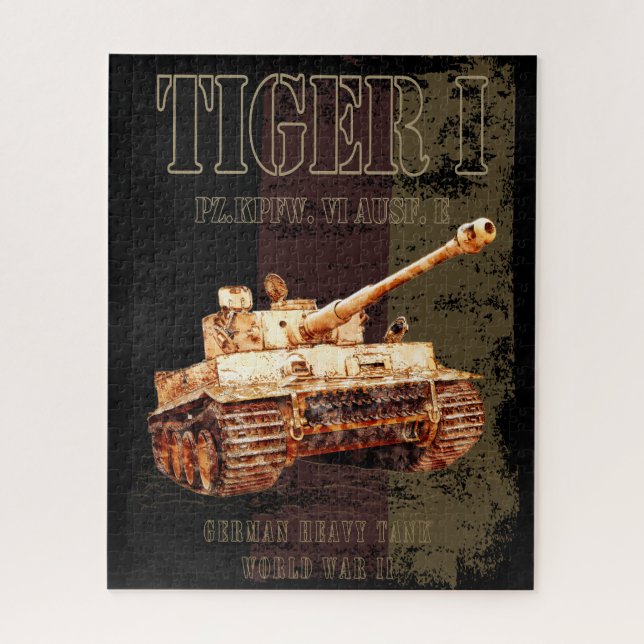 Quebra-cabeça Tiger I German Heavy Tank WII com bandeira alemã (Vertical)