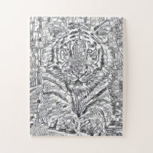 Tiger Mosaic Tiles in Black and White