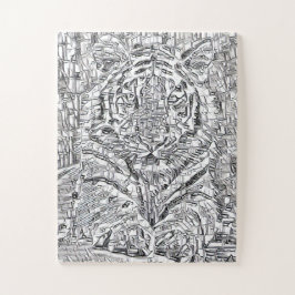 Quebra-cabeça Tiger Mosaic Tiles in Black and White