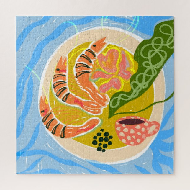 Quebra-cabeça Tiger Prawns | Poeira de Comida do Mar de Camarão (Vertical)