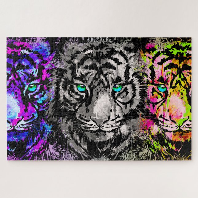 Quebra-cabeça Tiger - Quebra-cabeça de 3 Tigres Le (Horizontal)