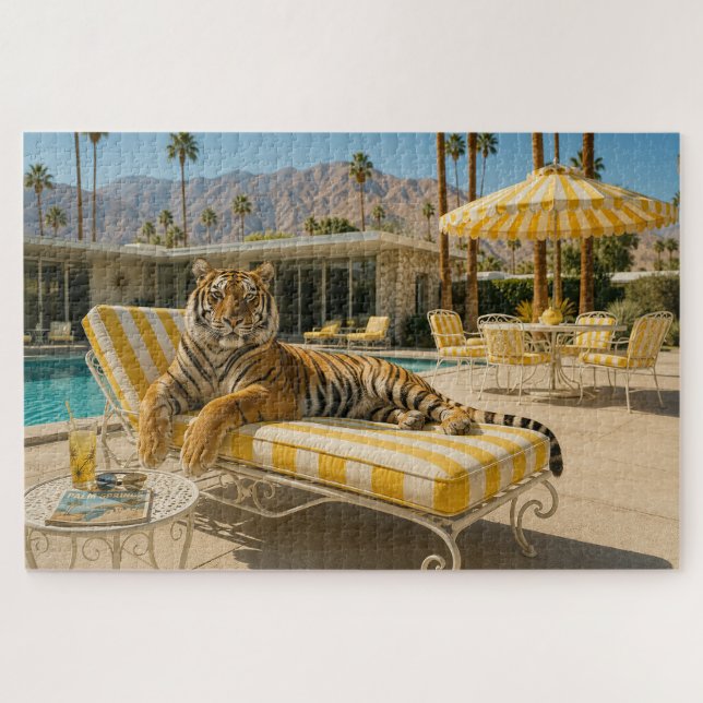 Quebra-cabeça Tigre à Beira da Piscina em Palm Springs (Horizontal)