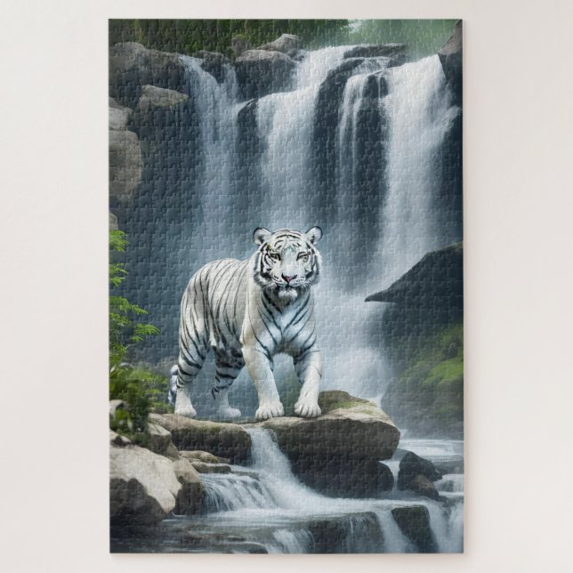 Quebra-cabeça Tigre Branco Bengala na Natureza (Vertical)
