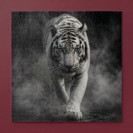Quebra-cabeça Tigre Branco Caminhando Através da Fumaça
