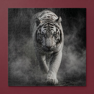 Quebra-cabeça Tigre Branco Caminhando Através da Fumaça