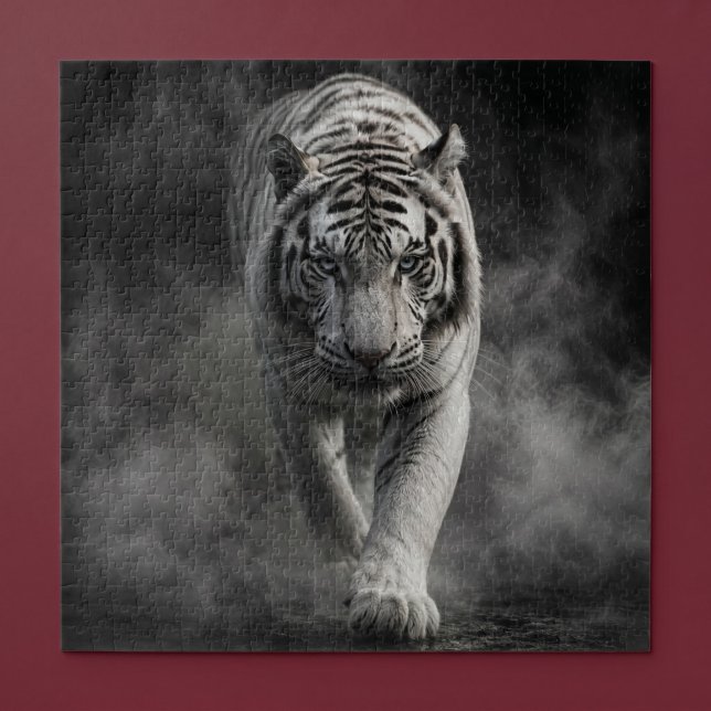 Quebra-cabeça Tigre Branco Caminhando Através da Fumaça (Criador carregado)