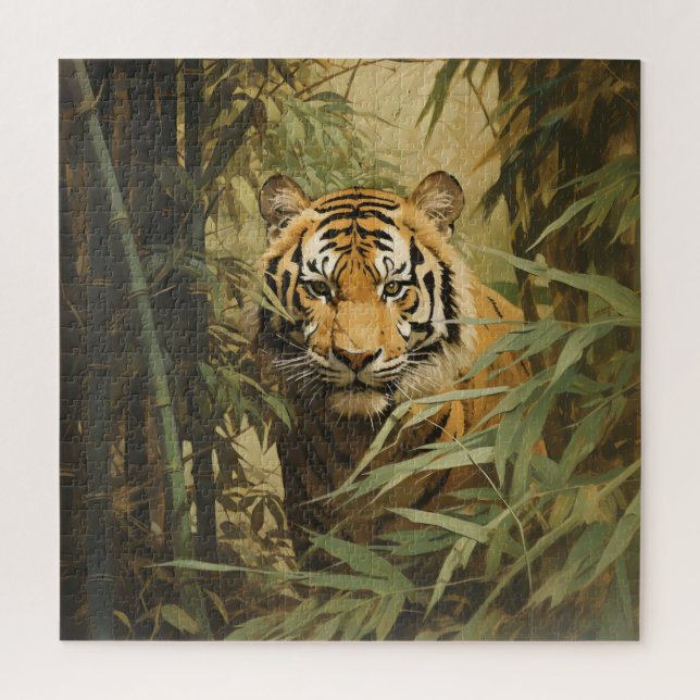 Quebra-cabeça Tigre da Natureza na Floresta (Vertical)