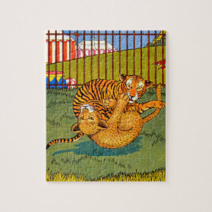 Quebra-cabeça tigre e luta-leopardo