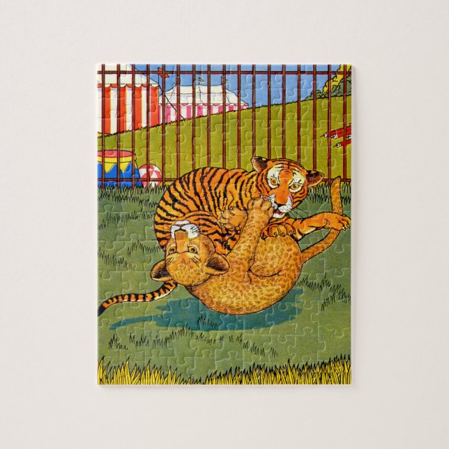 Quebra-cabeça tigre e luta-leopardo (Vertical)