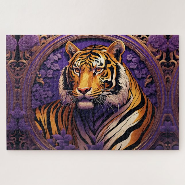 Quebra-cabeça Tigre em roxo (Horizontal)