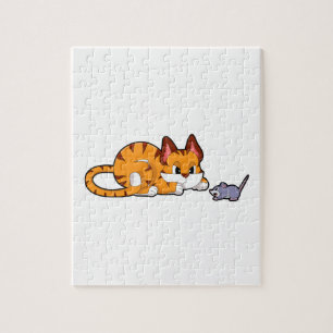 Quebra-cabeça Tigre gato com rato