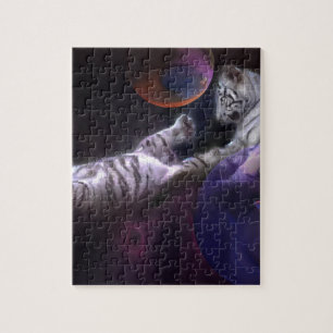 Quebra-cabeça Tigres do branco do jogo da noite