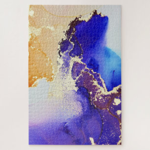 Quebra-cabeça Tinta abstrato de Álcool Tinta Real Azul