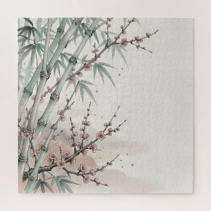 Quebra-cabeça Tinta da Flor de Ameixa de Bambu Japonês
