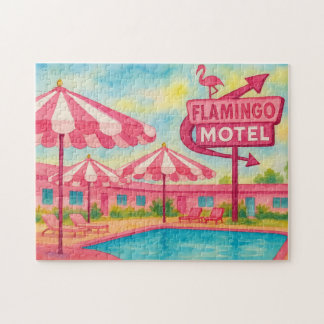 Quebra-cabeça Tinta Flamingo Piscina Hotel Beach Summer Vibes