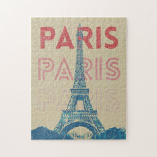 Quebra-cabeça Tipografia em Paris, França e torre Eiffel