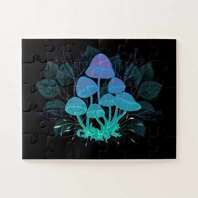 Quebra-cabeça Toadstools em arbustos (Horizontal)