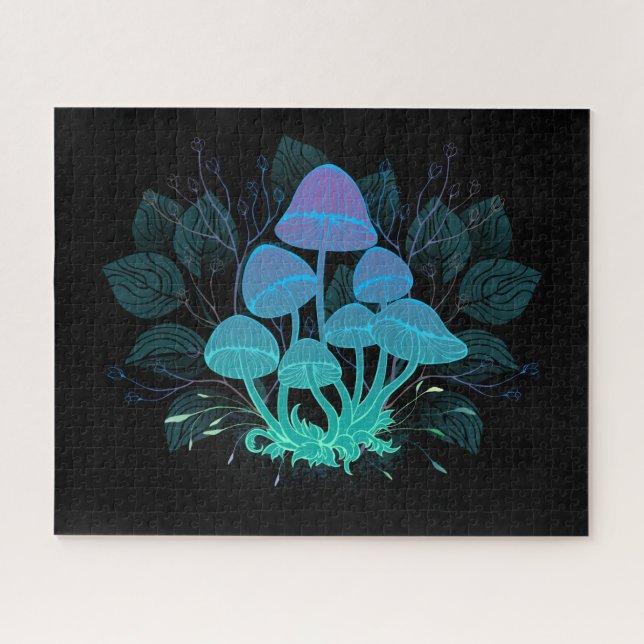 Quebra-cabeça Toadstools em arbustos (Horizontal)