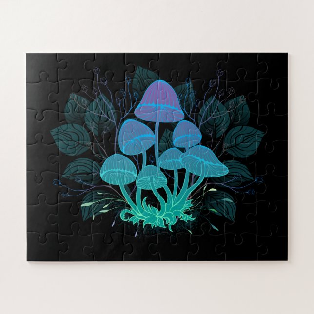 Quebra-cabeça Toadstools em arbustos (Horizontal)