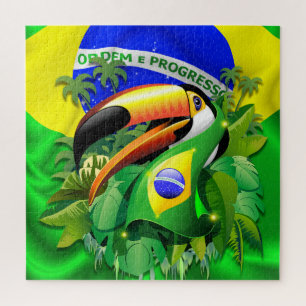 Quebra-cabeça Toco Toucan com bandeira do Brasil
