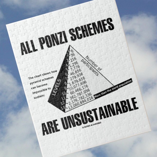 Quebra-cabeça Todos Os Esquemas Ponzi São Insustentáveis (Humor  (Let your wry econ side shine with this jigsaw puzzle featuring the saying about Ponzi schemes)