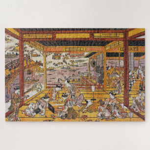 Quebra-cabeça Tomando o Fresco da Noite pela Ponte Ryōgoku