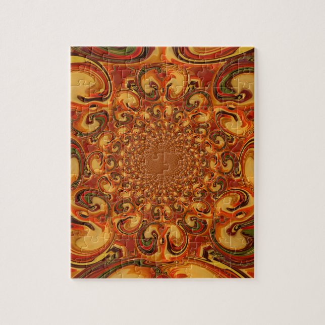 Quebra-cabeça Tons abstratos giratórios laranja, marrom e verde  (Vertical)