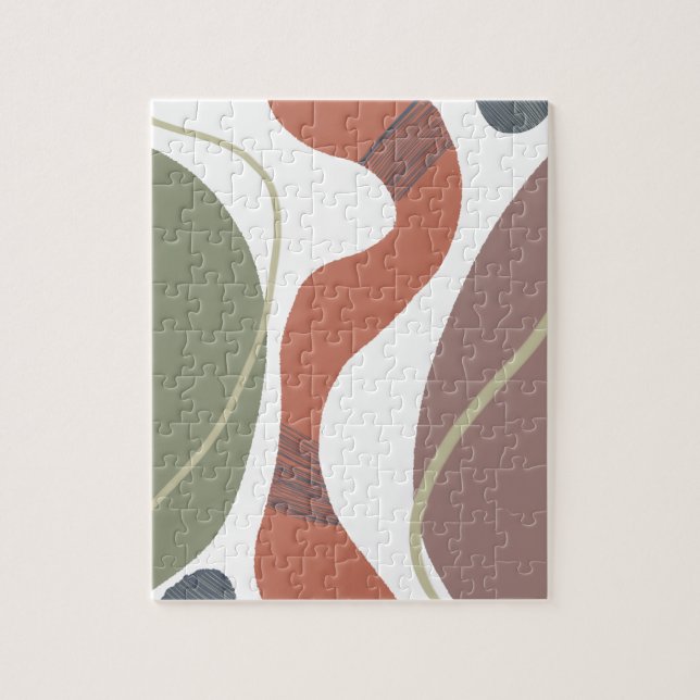 Quebra-cabeça Tons e Formas Orgânicas Abstratas Boho Naturais (Vertical)