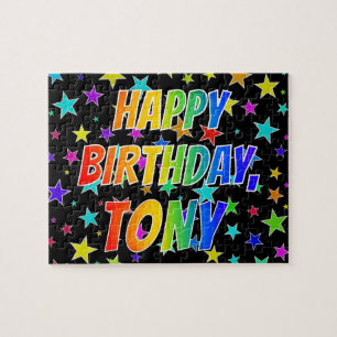 Quebra-cabeça "TONY" Primeiro Nome, Diversão "FELIZ ANIVERSÁRI