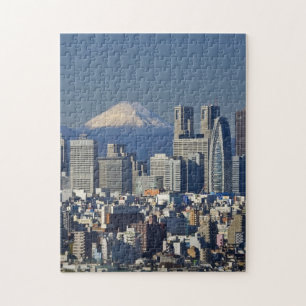 Quebra-cabeça Tóquio, distrito de Shinjuku horizonte, Monte Fuji