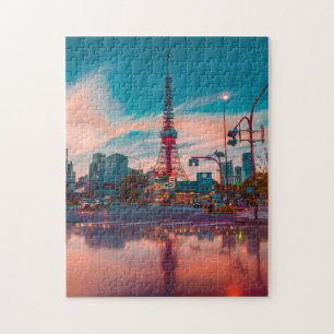 Quebra-cabeça Torre de Tóquio Minato-Ku Japão  Sunset Cityscap