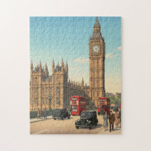Torre do Relógio Big Ben Gravura em Xilogravura Ja