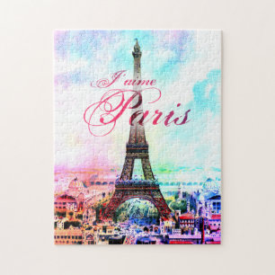 Quebra-cabeça Torre Eiffel do vintage do pop art