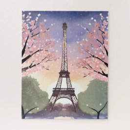 Quebra-cabeça Torre Eiffel em Flor | Paris França Aquarela
