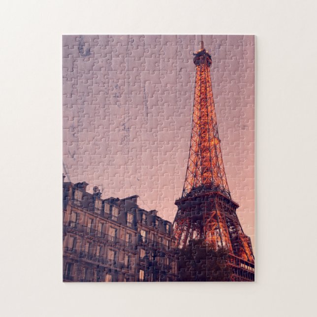 Quebra-cabeça Torre Eiffel - Estilo retroativo de Paris - 11x14  (Vertical)