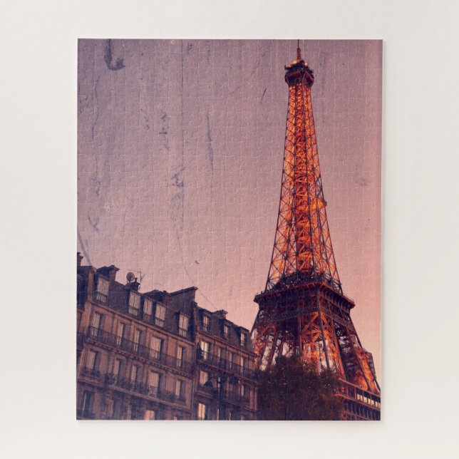 Quebra-cabeça Torre Eiffel - Estilo retroativo de Paris - 16x20  (Vertical)